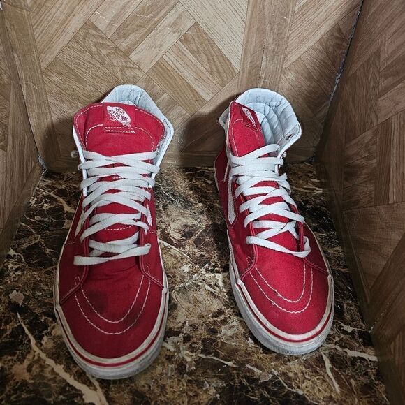 Vans men's Off The Wall hi top skateboard old skool red size 13.   010 - Picture 8 of 11